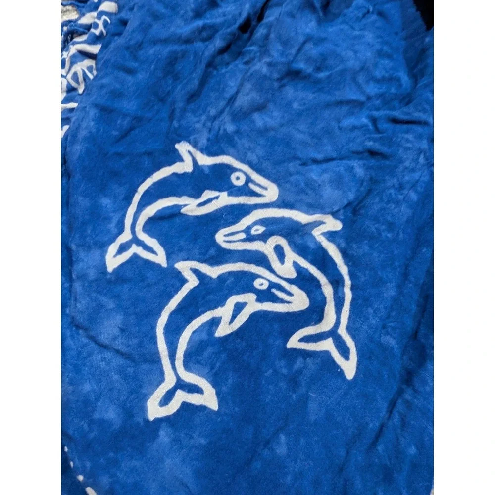 Blue Dolphin Batik Beach Sarong Wrap Shawl Scarf Fringe 62